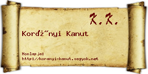 Korányi Kanut névjegykártya